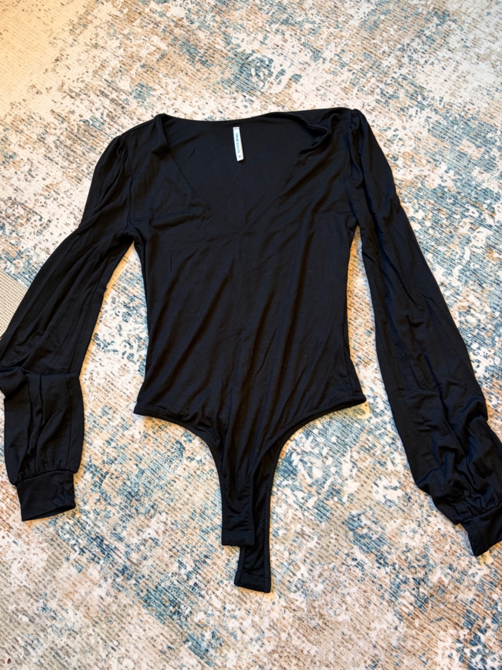 Lulu's Basics Black Deep V Bodysuit
